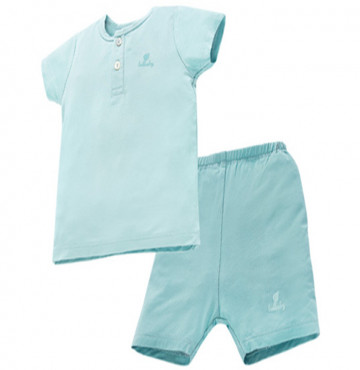 Bộ sơ sinh cộc tay bổ nẹp Lullaby NH621P (xanh nhạt)