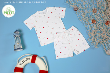 Bộ quần áo sơ sinh cộc tay cài vai Moon (6-36M)