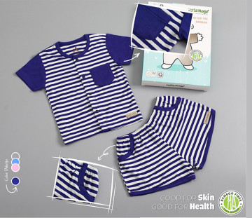 Bộ cộc tay sơ sinh cúc giữa Bamboo kẻ ngang Uala UR3463