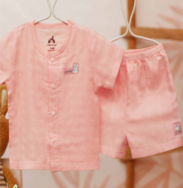 Bộ sơ sinh cộc tay cúc giữa vải xô Uala & Rogo UR3103