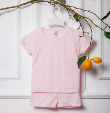 Bộ sơ sinh cộc tay La Pomme gấu con SS020 (hồng)