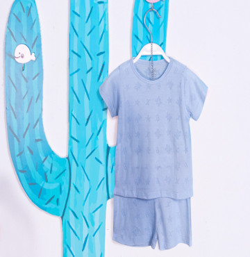 Bộ sơ sinh cộc tay La Pomme gấu con SS020 (xanh)