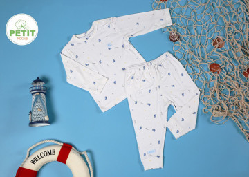 Bộ sơ sinh dài tay cài vai Petit Moon in hình (6-36M)