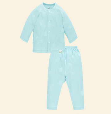 Bộ sơ sinh dài tay cúc giữa sợi tre Lullaby NH51B (xanh)