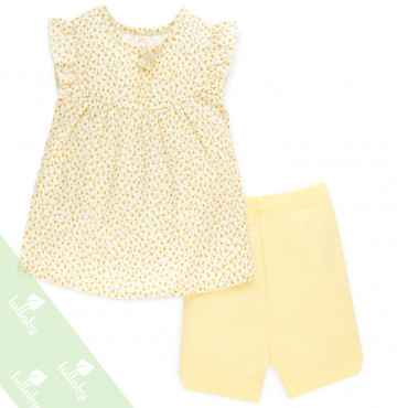 Bộ sơ sinh cộc tay bé gái chữ A Lullaby NHT15-19 (vàng)