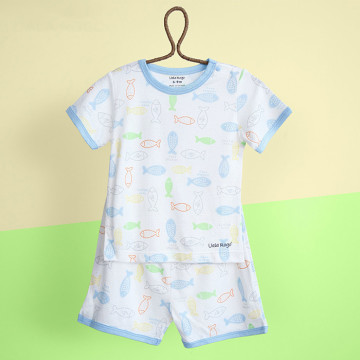 Bộ quần áo sơ sinh cộc tay cài vai họa tiết cá Uala UR3878 (nhiều màu)