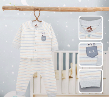 Bộ sơ sinh dài tay cúc giữa kẻ hình thỏ Uala UR3304