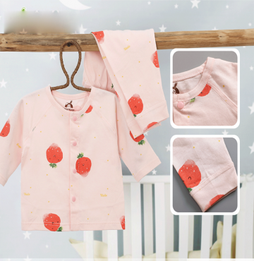 Bộ sơ sinh dài tay cúc giữa hoa quả Uala UR3105