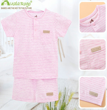 Bộ quần áo sơ sinh Uala cộc tay kẻ bổ trụ UR3180