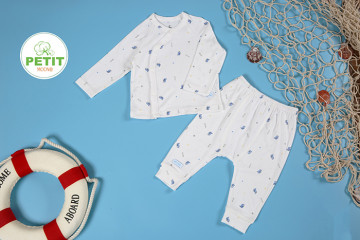 Bộ sơ sinh dài tay cài lệch Petit Moon (0-6M)