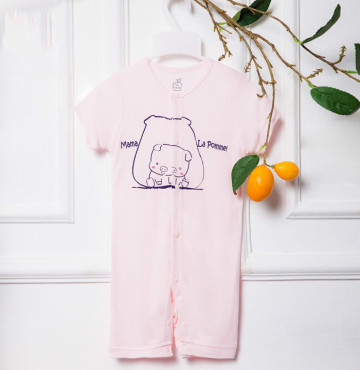 Body sơ sinh cộc tay La Pomme in hình heo con JS039