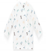 Áo sơ sinh cài lệch dài tay in hình khủng long Lullaby NH609P (trắng)