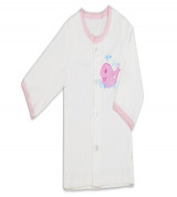 Áo sơ sinh dài tay cổ tròn Shinobi (trắng viền hồng)