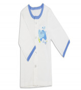 Áo sơ sinh dài tay cổ tròn Shinobi (trắng viền xanh)