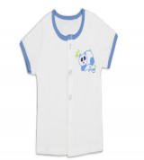 Áo sơ sinh tay ngắn cổ tròn Shinobi (trắng viền xanh)