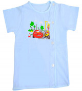 Áo sơ sinh tay ngắn màu xanh IQ Baby