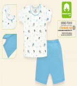 Bộ sơ sinh bé trai tay ngắn cài vai Lullaby NH34B (trắng in hình)