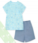 Bộ sơ sinh cộc tay bé trai bổ nẹp in hình gấu Lullaby (xanh)