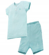 Bộ sơ sinh cộc tay bổ nẹp Lullaby NH621P (xanh nhạt)