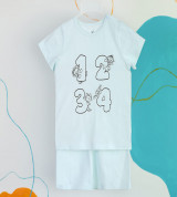 Bộ sơ sinh cộc tay số đếm vui nhộn La Pomme SS161 (xanh)