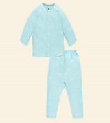 Bộ sơ sinh dài tay cúc giữa sợi tre Lullaby NH51B (xanh)