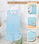 Bộ sơ sinh ba lỗ kẻ sọc to Uala Rogo UR3129