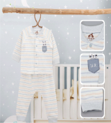 Bộ sơ sinh dài tay cúc giữa kẻ hình thỏ Uala UR3304