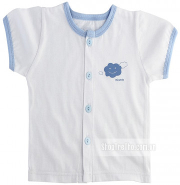 Áo sơ sinh cộc tay Miomio cúc giữa (trắng)