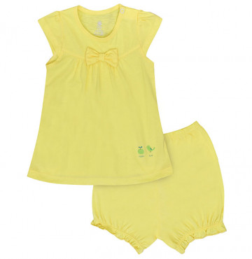 Bộ sơ sinh cộc tay bé gái Uri&Finn UBB1006 (vàng)