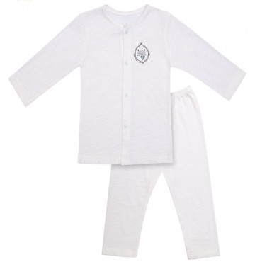 Bộ sơ sinh dài tay cúc giữa Uri&Finn UAB1001 (trắng)