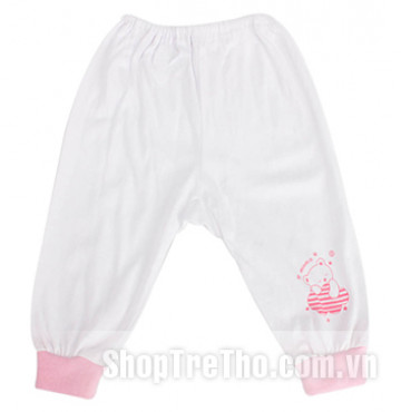 Quần sơ sinh miomio cotton trắng, bo