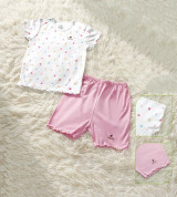 Bộ sơ sinh cộc tay bé gái cài vai Lullaby NH106B (Trắng in)