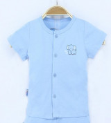 Áo sơ sinh cộc tay khuy giữa Dokma DA116 (xanh)