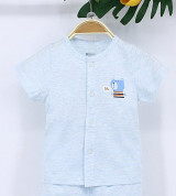 Áo sơ sinh tay ngắn cài giữa Dokma DA126 (màu xanh)