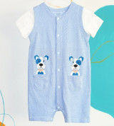 Body sơ sinh Cộc Tay Cún Xanh La Pomme JS049 (Xanh Blue)