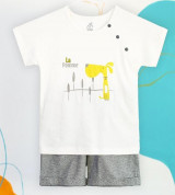 Bộ cộc sơ sinh cài vai Snoopy La Pomme SS154 (trắng ghi)