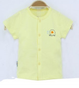 Áo sơ sinh cộc tay khuy giữa Dokma DA116 (vàng)