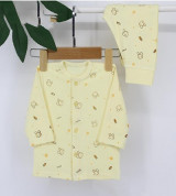 Bộ sơ sinh dài tay cài giữa Dokma DB418 (vàng in hình)