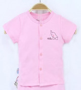 Áo sơ sinh cộc tay khuy giữa Dokma DA116 (hồng)