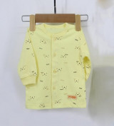 Áo sơ sinh cài giữa tay bo Dokma DA103 (vàng)
