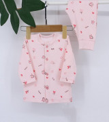 Bộ sơ sinh dài tay cài giữa Dokma DB418 (hồng in hình)