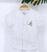 Áo sơ sinh tay ngắn cài giữa Dokma DA126 (màu ghi)