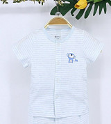 Áo sơ sinh tay ngắn cài giữa Dokma DA126 (kẻ xanh)