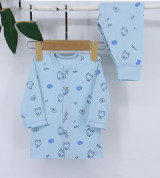 Bộ sơ sinh dài tay cài giữa Dokma DB418 (xanh in hình)