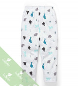 Quần dài sơ sinh đáp đũng Lullaby NH59B (trắng in khủng long)
