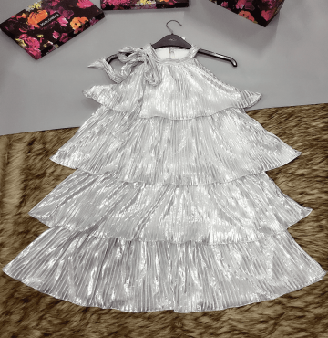 bán buôn đầm xám dập ly cổ yếm ánh nhũ