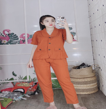 bán sỉ đồ bộ nữ quần dài cổ bẻ phối nút