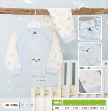 Bộ sơ sinh dài tay cài vai họa tiết bóng đèn Uala UR3306