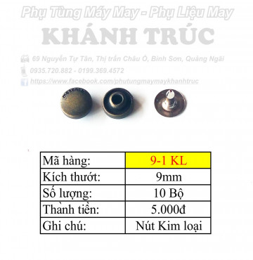 10 đến 20 bộ Nút SẮT 2 CHI TiẾT màu ĐỒNG 9mm