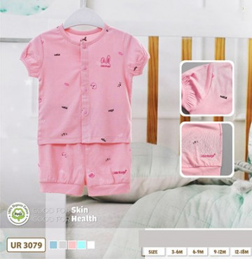 Bộ sơ sinh cộc tay bé gái Petit in họa tiết Uala UR3079